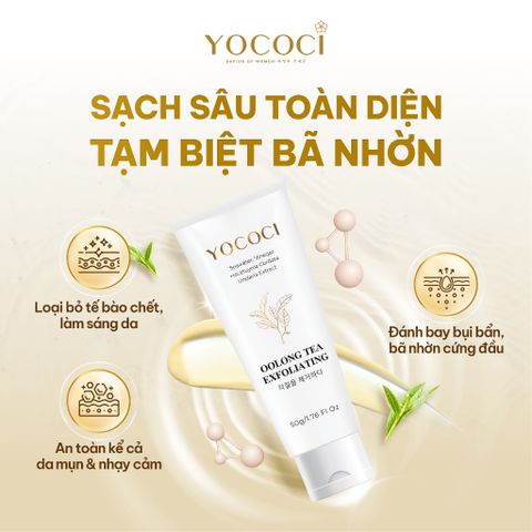[YOCOCI chính hãng]Tẩy Tế Bào Chết Da Mặt Cao Cấp Yococi Oolong Tea Exfoliating 50g – Sáng Da, Mịn Màng, Ngừa Xỉn Màu