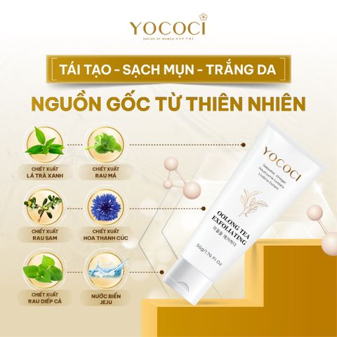 [YOCOCI chính hãng]Tẩy Tế Bào Chết Da Mặt Cao Cấp Yococi Oolong Tea Exfoliating 50g – Sáng Da, Mịn Màng, Ngừa Xỉn Màu