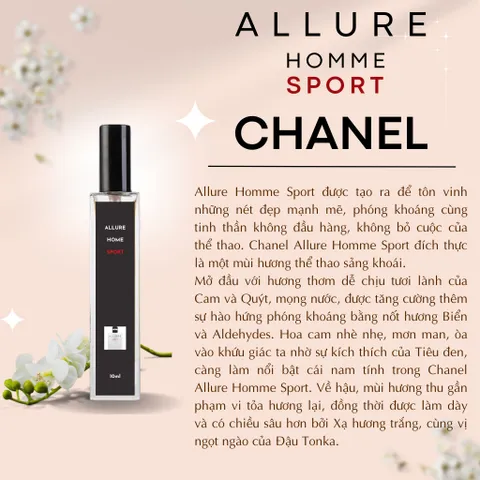 Nước Hoa Nam Allure Homme Sport EDP 10ml - Hương Thơm Quyến Rũ, Tươi Mát, Phong Cách Mạnh Mẽ Dành Cho Nam Giới