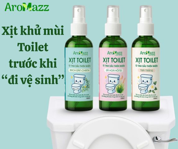 Xịt Khử Mùi Toilet AroMazz 120ml - Tinh Dầu Thiên Nhiên, Giúp Không Còn Mùi Hôi Khi Đi Vệ Sinh, Thoải Mái Như Spa Mini