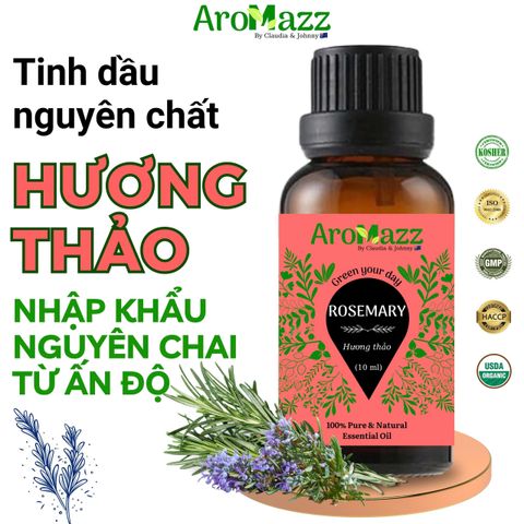 Set Tinh Dầu Thiên Nhiên AroMazz 100% Nguyên Chất Nhập Khẩu Ấn Độ - Bộ 6 Mùi Cao Cấp: Gỗ Đàn Hương, Ngọc Lan Tây, Sả Chanh và Hương Thơm Giúp Thư Giãn