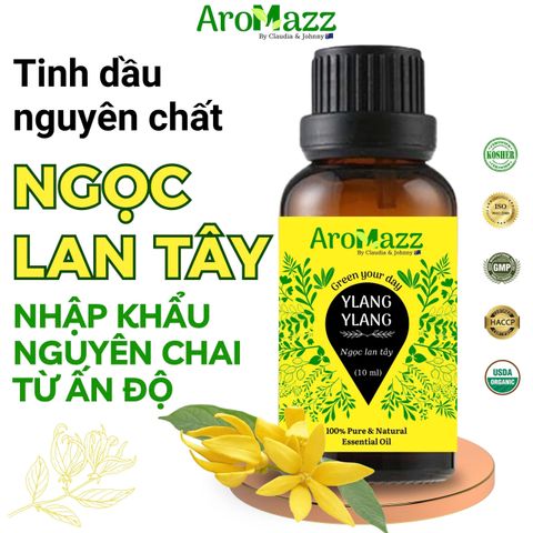 Set Tinh Dầu Thiên Nhiên AroMazz 100% Nguyên Chất Nhập Khẩu Ấn Độ - Bộ 6 Mùi Cao Cấp: Gỗ Đàn Hương, Ngọc Lan Tây, Sả Chanh và Hương Thơm Giúp Thư Giãn