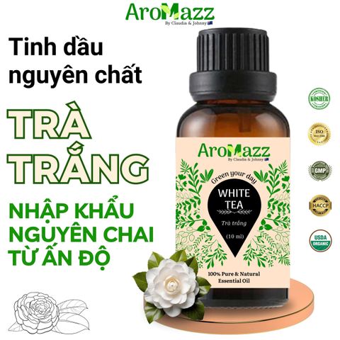 Set Tinh Dầu Thiên Nhiên AroMazz 100% Nguyên Chất Nhập Khẩu Ấn Độ - Bộ 6 Mùi Cao Cấp: Gỗ Đàn Hương, Ngọc Lan Tây, Sả Chanh và Hương Thơm Giúp Thư Giãn