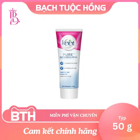 Kem Tẩy Lông Veet Pure Dành Cho Da Nhạy Cảm 50g - Tẩy Lông Nhanh Chóng, Dưỡng Ẩm, Không Kích Ứng