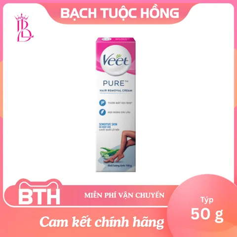 Kem Tẩy Lông Veet Pure Dành Cho Da Nhạy Cảm 50g - Tẩy Lông Nhanh Chóng, Dưỡng Ẩm, Không Kích Ứng