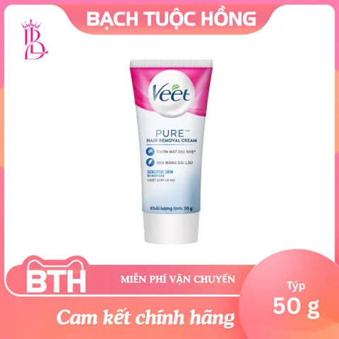 Kem Tẩy Lông Veet Pure Dành Cho Da Nhạy Cảm 50g - Tẩy Lông Nhanh Chóng, Dưỡng Ẩm, Không Kích Ứng