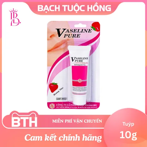 Vaseline PURE OPC Hương Dâu 10G - Dưỡng Ẩm & Làm Mềm Môi - Kem Dưỡng Da An Toàn Cho Mọi Lứa Tuổi