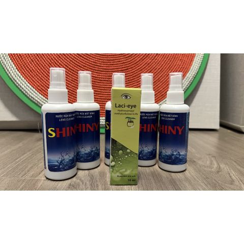 Bộ Đôi Chăm Sóc Mắt: Dung Dịch Nhỏ Mắt Nhân Tạo Laci-eye 0.3% (10ml) & Xịt Rửa Kính SHINY - Giải Pháp Duy Trì Sự Sáng Suốt Cho Đôi Mắt Bạn