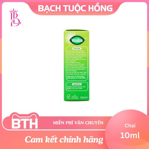 Nước mắt nhân tạo Vizulize Hypromellose 10ml - Giải Quyết Khô Mỏi Mắt, Dưỡng Ẩm Sâu, Phù Hợp Khi Đeo Kính Áp Tròng