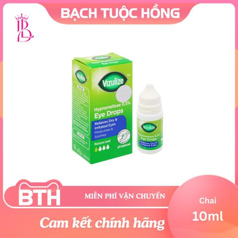 Nước mắt nhân tạo Vizulize Hypromellose 10ml - Giải Quyết Khô Mỏi Mắt, Dưỡng Ẩm Sâu, Phù Hợp Khi Đeo Kính Áp Tròng