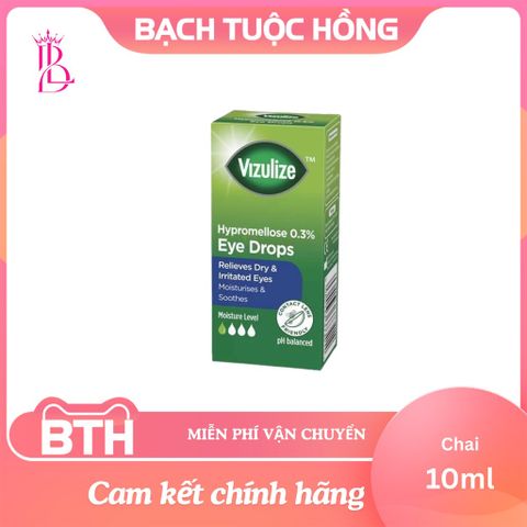 Nước mắt nhân tạo Vizulize Hypromellose 10ml - Giải Quyết Khô Mỏi Mắt, Dưỡng Ẩm Sâu, Phù Hợp Khi Đeo Kính Áp Tròng