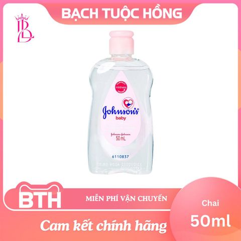 Dầu Massage & Dưỡng Ẩm Johnson’s Baby Oil 50ml - Khóa ẩm hiệu quả, An toàn cho da, Giúp da mềm mại và thư giãn