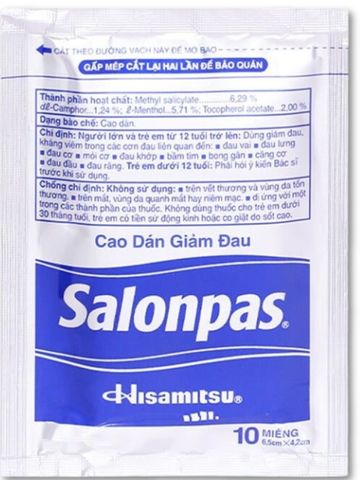 Cao Dán Giảm Đau Salonpas Hisamitsu - Hỗ Trợ Giảm Đau Cơ, Đau Lưng, Chấn Thương - Hộp 40 Miếng Chất Lượng Cao