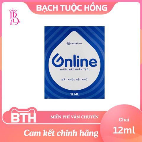 Dung dịch nước mắt nhân tạo Online Meraplion 12ml - Cấp ẩm, làm dịu mắt, giảm khô rát và mỏi mắt hiệu quả