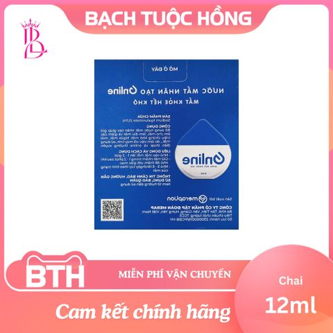 Dung dịch nước mắt nhân tạo Online Meraplion 12ml - Cấp ẩm, làm dịu mắt, giảm khô rát và mỏi mắt hiệu quả