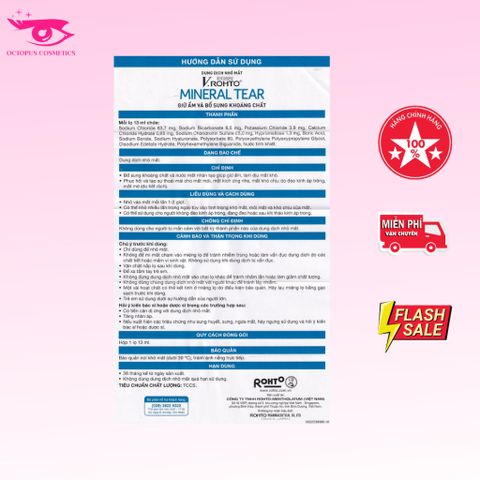 Dung dịch nhỏ mắt V.Rohto Mineral Tear 13ml - Giúp giữ ẩm, làm dịu mắt khô, bảo vệ khi mang kính áp tròng, bổ sung khoáng chất tự nhiên.