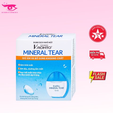 Dung dịch nhỏ mắt V.Rohto Mineral Tear 13ml - Giúp giữ ẩm, làm dịu mắt khô, bảo vệ khi mang kính áp tròng, bổ sung khoáng chất tự nhiên.