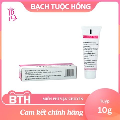 Kem Dưỡng Ẩm Vaseline Pure 10g - Không Mùi, An Toàn Cho Da Nhạy Cảm, Chăm Sóc Môi và Da Mềm Mịn