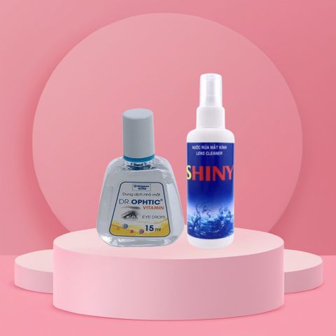 Combo Dung Dịch Nhỏ Mắt Dr.Ophtic Vitamin HD Pharma 15ml & Nước Xịt Lau Kính Shiny - Chăm Sóc Mắt & Làm Sạch Kính Công Nghệ Cao