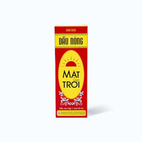 Dầu Nóng Mặt Trời 60ml - Chống Nhức Mỏi, Đau Lưng, Cảm Mạo, Giảm Tê Thấp, Dược Phẩm Chính Hãng