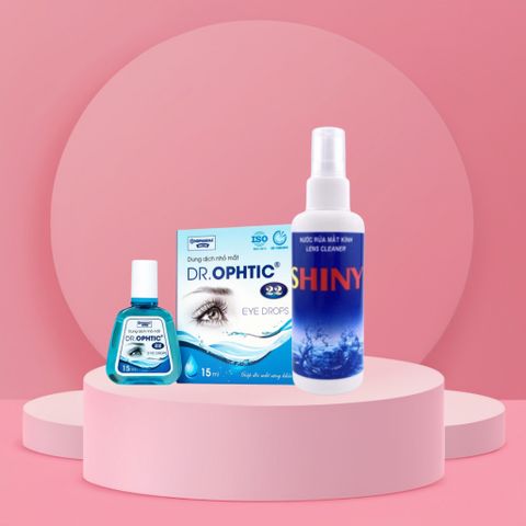Combo Dung Dịch Nhỏ Mắt Dr.Ophtic 22 HD Pharma 15ml + Nước Xịt Kính SHINY - Chăm Sóc Mắt và Làm Sạch Kính Đa Năng