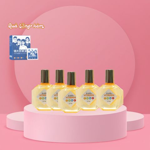 Combo 5 Chai Nước Mắt Nhân Tạo Rohto Vitamin 15ml - Tặng Khăn Lau Kính Nano Nhật Bản - Dưỡng Ẩm, Giảm Khô Mỏi Mắt