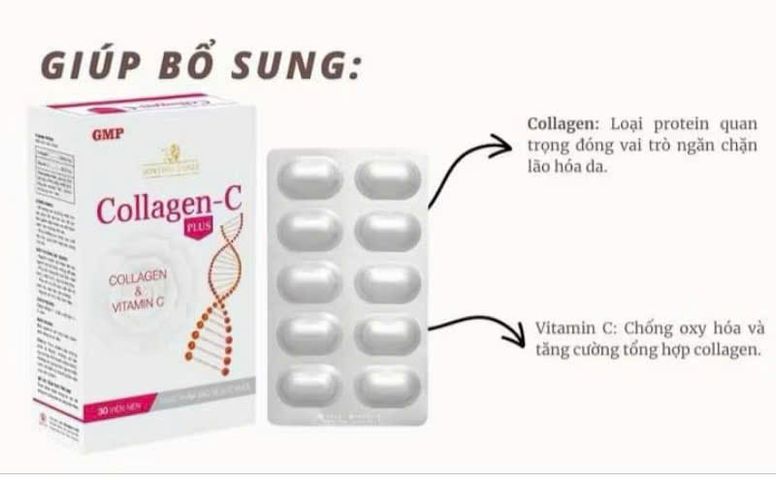 Viên uống Collagen C Plus - Hỗ trợ làm đẹp, căng bóng da và mờ thâm sạm - Hộp 30 viên Mediphar