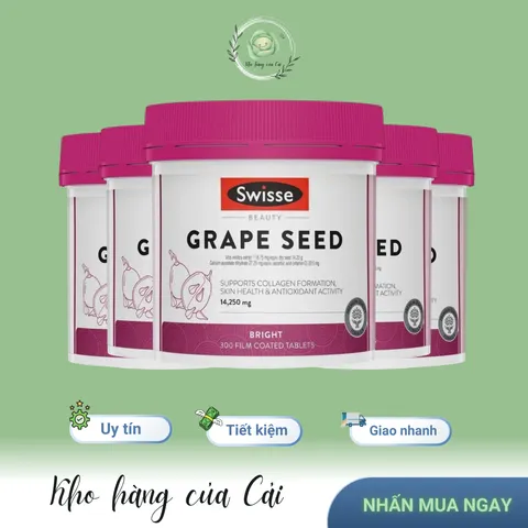 Viên Uống Tinh Chất Hạt Nho Swisse Beauty 14,250mg – Chống Oxy Hóa, Làm Đẹp Da, Hỗ Trợ Tim Mạch, Lọ 300 Viên Chính Hãng Úc