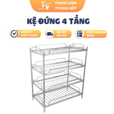 Kệ Đứng 4 Tầng Inox Cao Cấp - Giải Pháp Lưu Trữ Thông Minh Cho Nhà Bếp, Thiết Kế Hiện Đại và Tiện Lợi (TV1182)