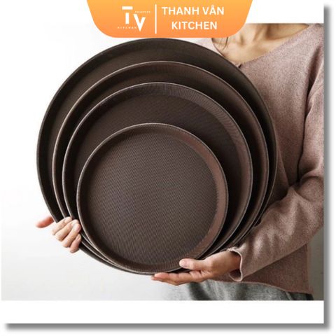 Khay Nhựa Chống Trượt Phục Vụ Cao Cấp - Mâm Chất Liệu Nhựa Bền, Đủ Kích Cỡ Hình Tròn, Chữ Nhật Cho Nhà Hàng và Gia Đình (TV69)