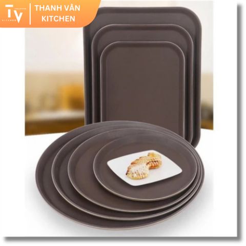 Khay Nhựa Chống Trượt Phục Vụ Cao Cấp - Mâm Chất Liệu Nhựa Bền, Đủ Kích Cỡ Hình Tròn, Chữ Nhật Cho Nhà Hàng và Gia Đình (TV69)