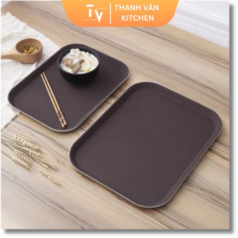 Khay Nhựa Chống Trượt Phục Vụ Cao Cấp - Mâm Chất Liệu Nhựa Bền, Đủ Kích Cỡ Hình Tròn, Chữ Nhật Cho Nhà Hàng và Gia Đình (TV69)