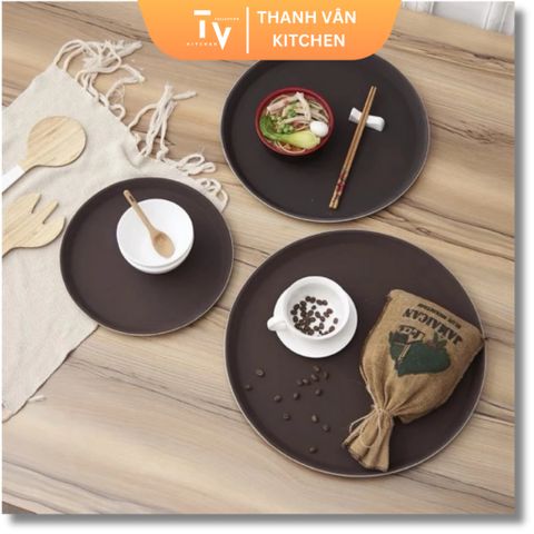 Khay Nhựa Chống Trượt Phục Vụ Cao Cấp - Mâm Chất Liệu Nhựa Bền, Đủ Kích Cỡ Hình Tròn, Chữ Nhật Cho Nhà Hàng và Gia Đình (TV69)