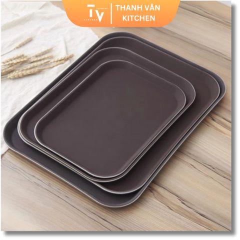 Khay Nhựa Chống Trượt Phục Vụ Cao Cấp - Mâm Chất Liệu Nhựa Bền, Đủ Kích Cỡ Hình Tròn, Chữ Nhật Cho Nhà Hàng và Gia Đình (TV69)