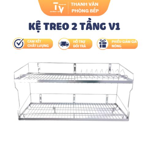 Kệ Treo 2 Tầng V1 - Giá Treo Đồ Gia Dụng Inox, Bếp Thông Minh, Thiết Kế Sang Trọng, Tiết Kiệm Không Gian (TV1135)