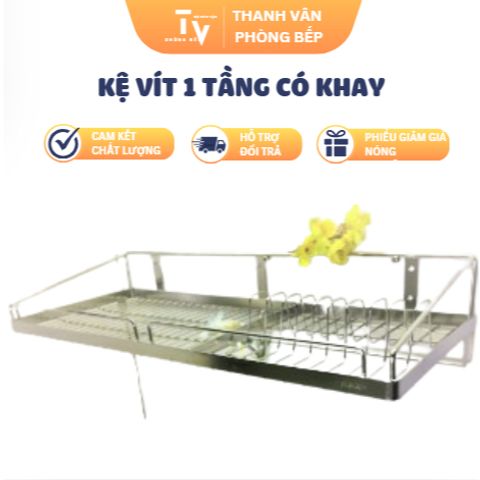 Kệ vít inox 1 tầng có khay - Dụng cụ gia dụng thông minh cho nhà bếp tiện nghi, chất lượng cao (TV1152)