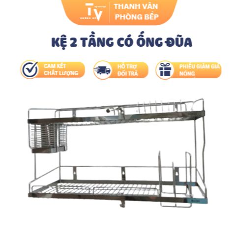Kệ Vít Inox 2 Tầng Có Ống Đũa - Đồ Gia Dụng Nhà Bếp Tiện Ích, Thông Minh, Chất Lượng Cao (TV1159)