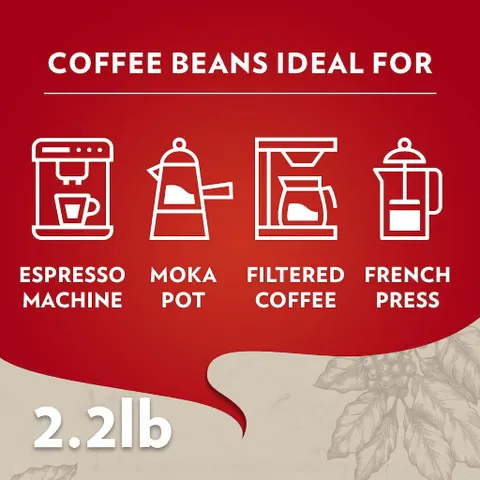 Cà phê Ý Lavazza Rossa nguyên hạt Whole Bean gói 1kg [Hàng Mỹ]