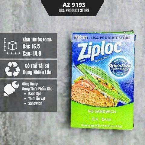 Túi Zip Đựng Thực Phẩm, Bánh Mì Sandwich Ziploc Hộp Nhỏ 145 Cái (16.5Cm X 14.9Cm)