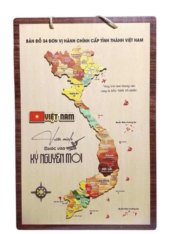 Tranh Gỗ Bản Đồ Việt Nam 40cm x 60cm - Quà Tặng Ý Nghĩa Cho Bạn Bè, Người Thân - Nghệ Thuật Khắc Laser Tinh Xảo