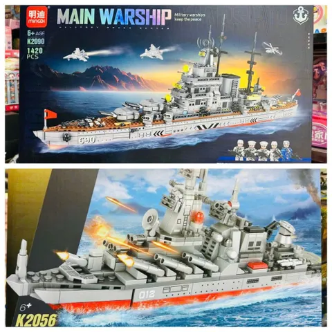 Đồ chơi lắp ráp mô hình tàu chiến hạm MINGDI có 2 phân loại SLAVA 012 K2056 &  MAIN WARSHIP K2090
