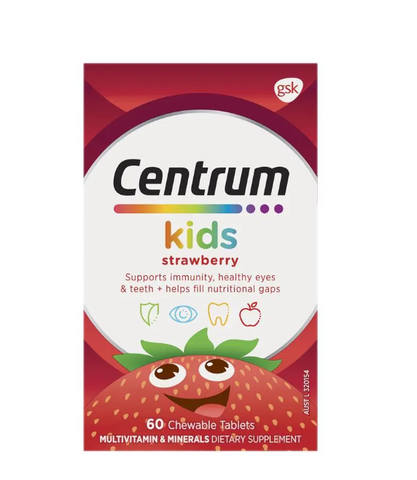 Viên Nhai Vitamin Tổng Hợp Centrum Kids Strawberry 60 Viên - Bổ Sung Dinh Dưỡng Cho Bé, Hương Dâu Ngon Miệng