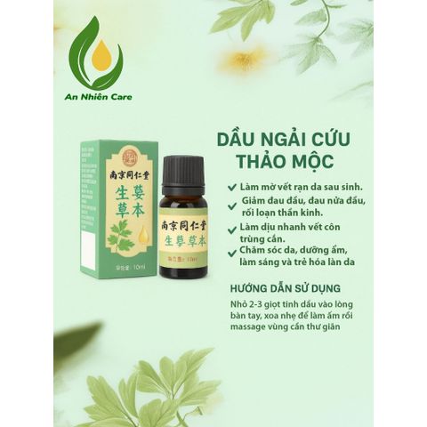 Tinh Dầu Ngải Cứu & Gừng - Chăm Sóc Da, Giảm Đau Đầu, Giúp Ngủ Sâu, Dưỡng Ẩm Tự Nhiên, Hỗ Trợ Làm Mờ Vết Rạn Da