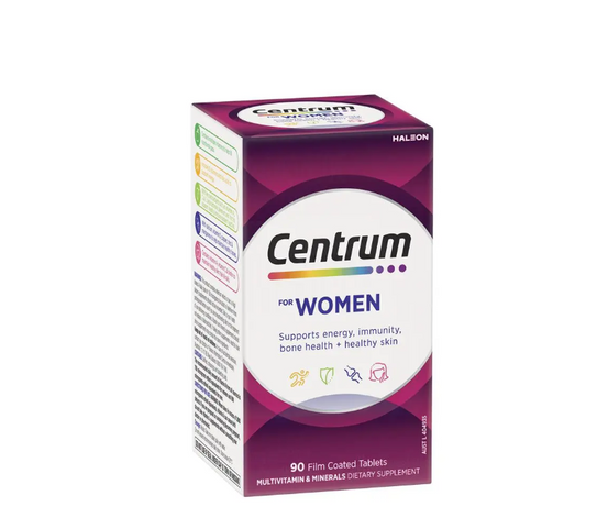 Viên Uống Vitamin Tổng Hợp Centrum For Women 90 Viên - Hỗ Trợ Năng Lượng, Miễn Dịch, Khỏe Đẹp Dành Cho Phụ Nữ
