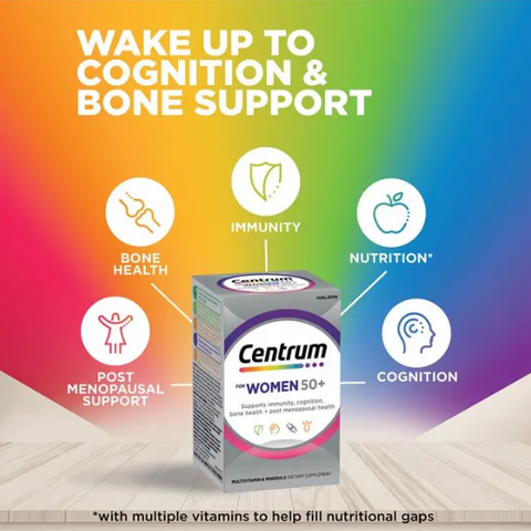 Vitamin Tổng Hợp Centrum For Women 50+ 90 Viên - Bổ Sung Dinh Dưỡng Cho Phụ Nữ Trên 50 Tuổi, Hỗ Trợ Sức Khỏe Xương Và Tim Mạch