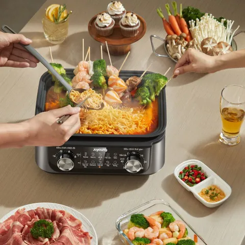 Nồi Lẩu Hấp Đa Năng Joyoung JFS-556 - Công Suất 1600W, Dung Tích 16L, Tiện Lợi Cho Bữa Tiệc Gia Đình, Hấp Nhanh, Bảo Vệ Chống Cháy