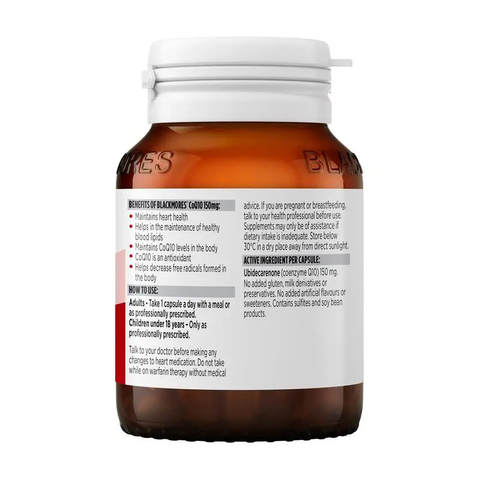 Viên Uống Blackmores CoQ10 150mg - Hỗ Trợ Năng Lượng Cho Tim Mạch, Lọ 30 Viên Chính Hãng Úc
