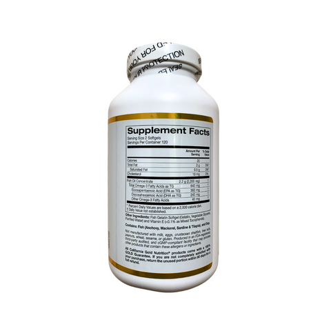 Viên Uống Dầu Cá Omega 3 California Gold Nutrition - Hỗ Trợ Tim Mạch, Bổ Mắt, Chống Viêm - Hộp 240 Viên nang mềm