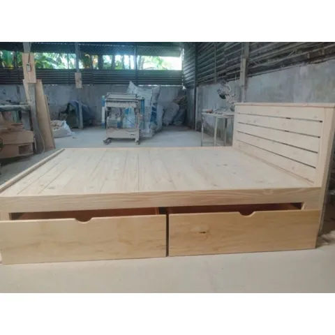 Giường Hộp Gỗ Thông Cao Cấp Có Tủ Lưu Trữ - Giường Ngủ Tự Nhiên Chất Lượng 1.6x2m, Miễn Phí Vận Chuyển HCM