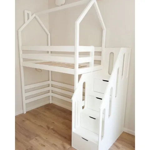 Giường Tầng Hình Ngôi Nhà Cho Bé - Giường Gỗ Tự Nhiên Cao Cấp, Kích Thước 1.2x1.9m, Thiết Kế Đẹp Mắt và An Toàn